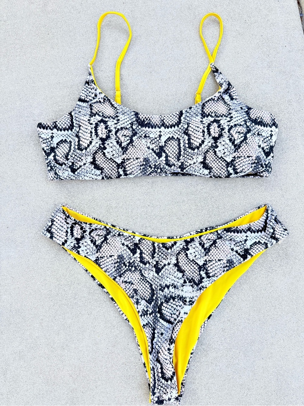 Snake Print Bikini with Yellow Accents